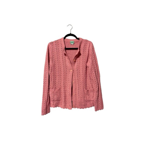 Sara Morgan Knit Cardigan Size M Pink Pockets Vintage - Picture 1 of 5